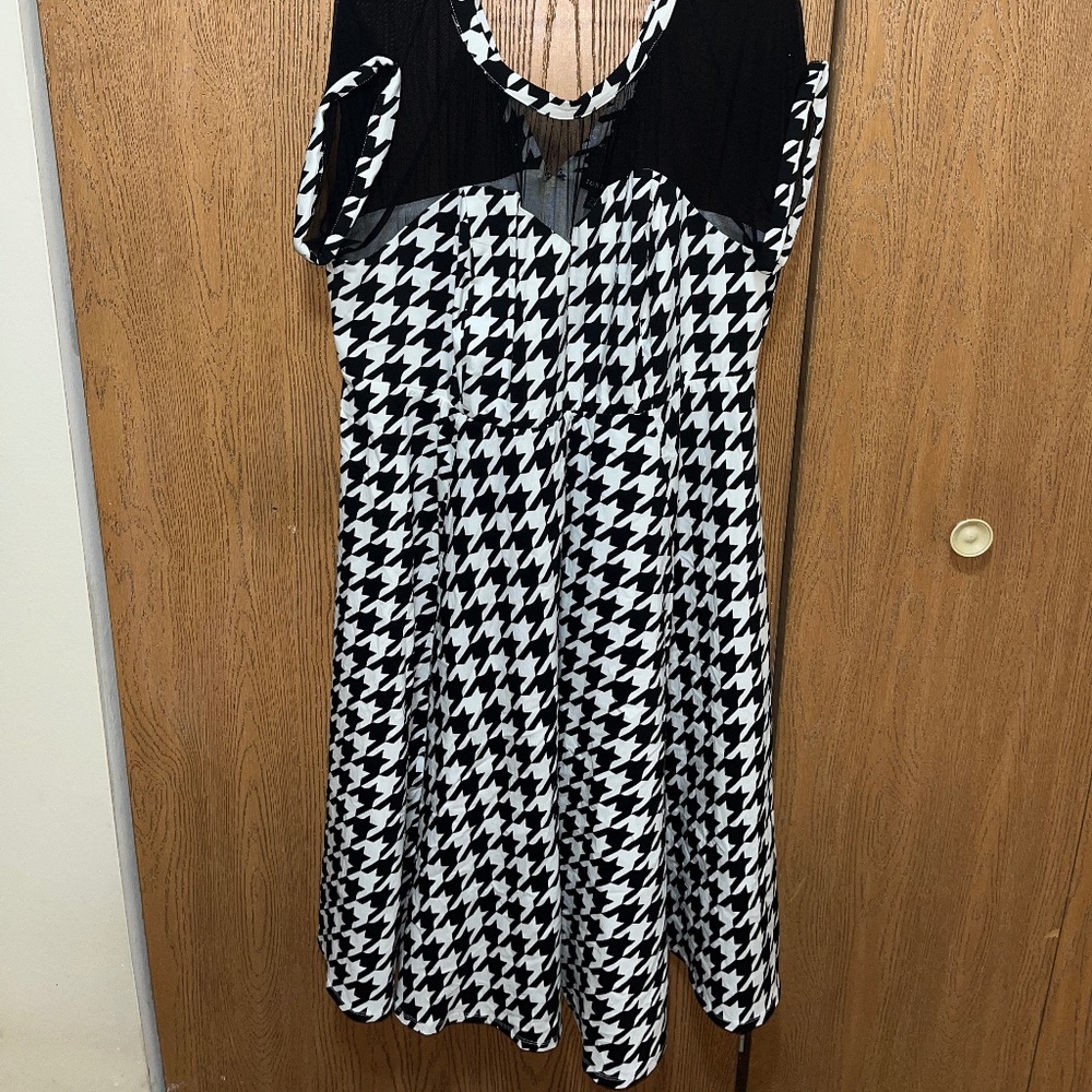 Midi Mesh Swing Dress - Houndstooth Plaid